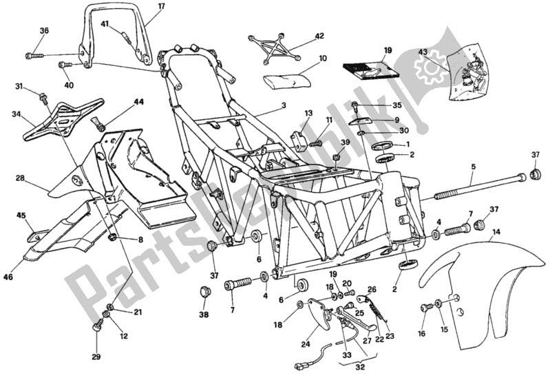 All parts for the Frame Fm 007198 of the Ducati Supersport 750 SS 1992